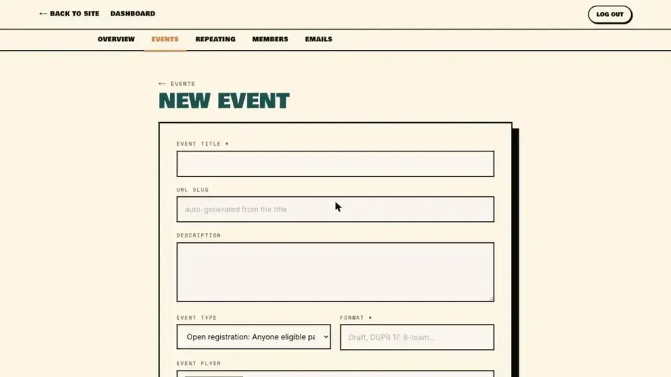 One form defines an event